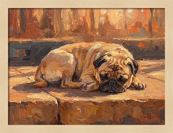Sleeping Pug In The Sun