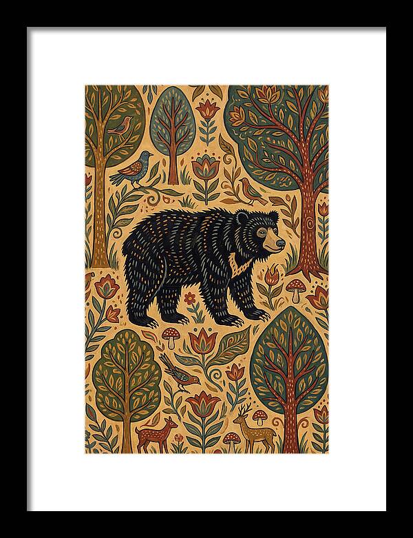 Sloth Bear In A Folk Landscape