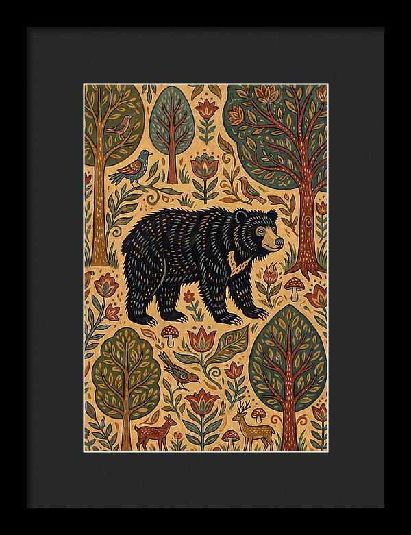 Sloth Bear In A Folk Landscape