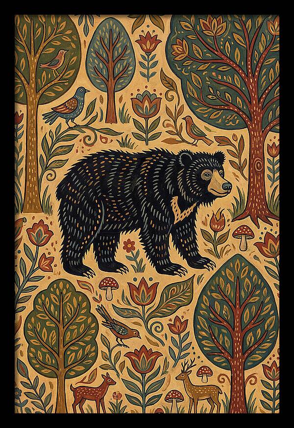 Sloth Bear In A Folk Landscape