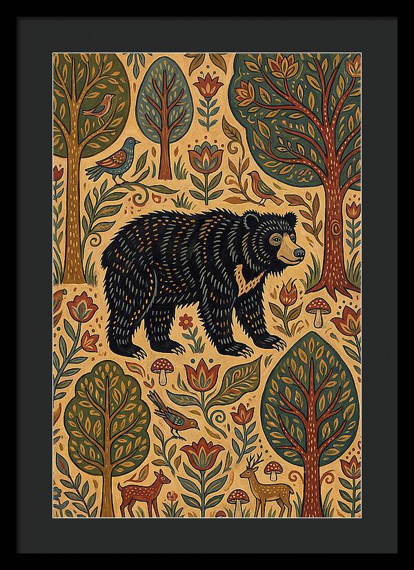 Sloth Bear In A Folk Landscape