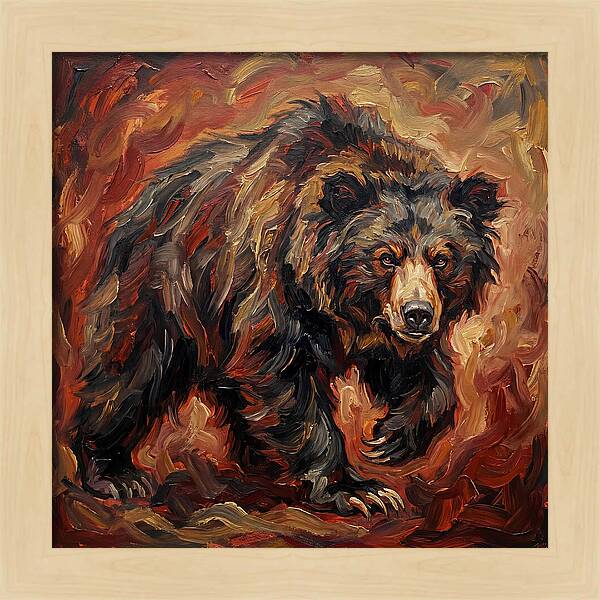 Sloth Bear In Fiery Hues