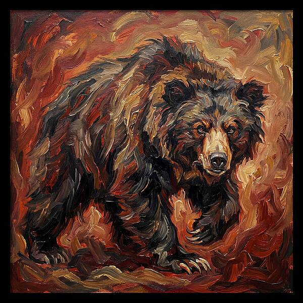 Sloth Bear In Fiery Hues