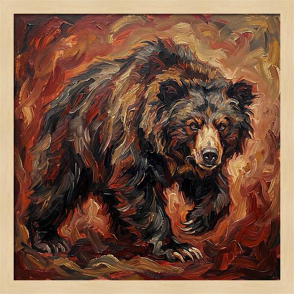 Sloth Bear In Fiery Hues