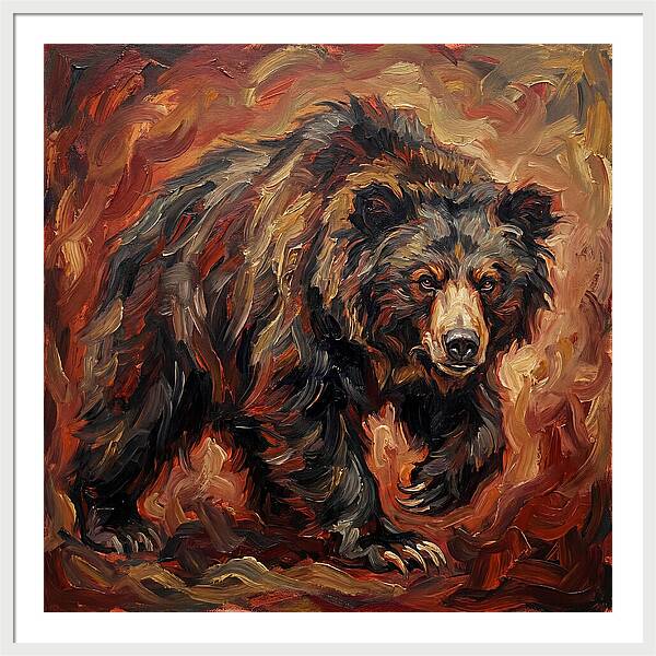 Sloth Bear In Fiery Hues