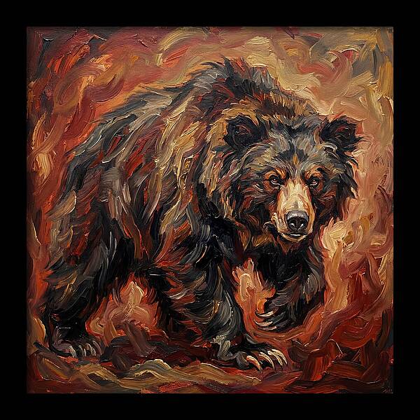 Sloth Bear In Fiery Hues