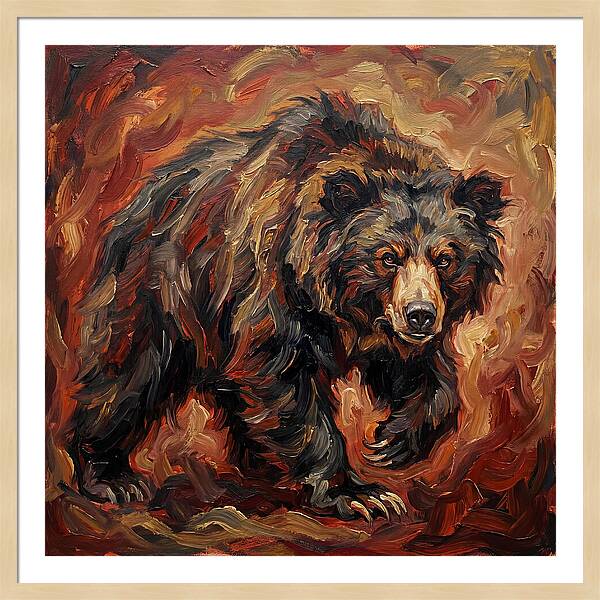 Sloth Bear In Fiery Hues