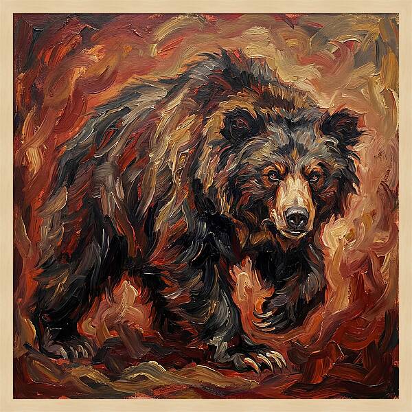 Sloth Bear In Fiery Hues