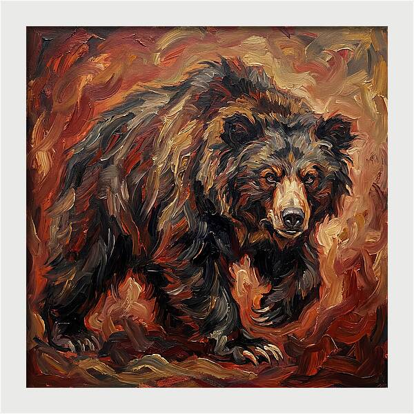 Sloth Bear In Fiery Hues