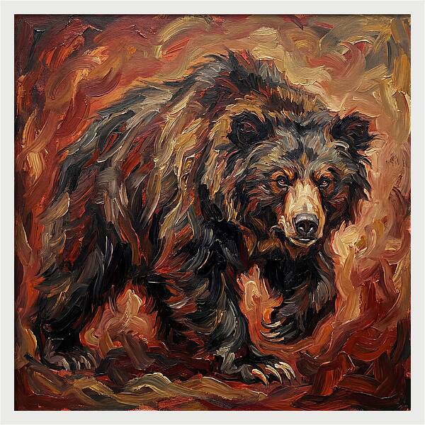 Sloth Bear In Fiery Hues