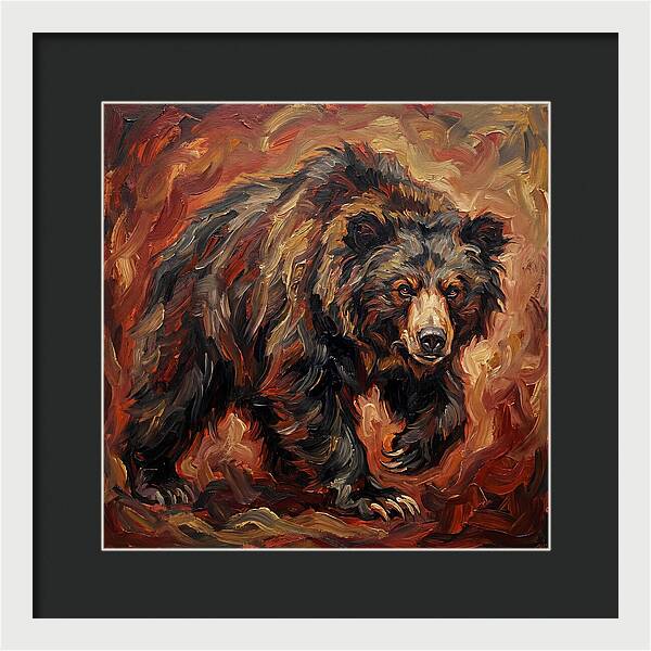 Sloth Bear In Fiery Hues