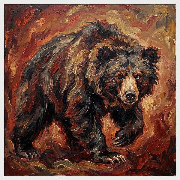 Sloth Bear In Fiery Hues