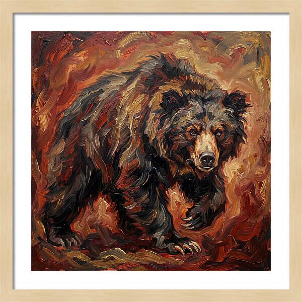 Sloth Bear In Fiery Hues