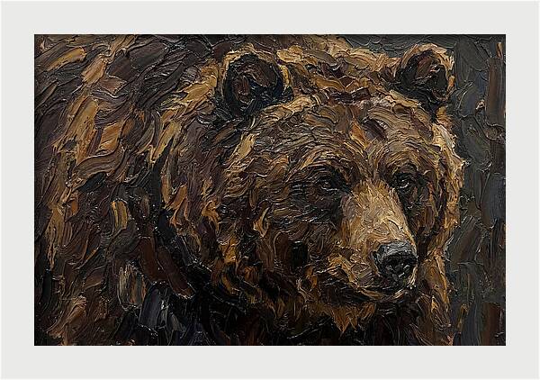 Sloth Bear Portrait In Palette Knife Style