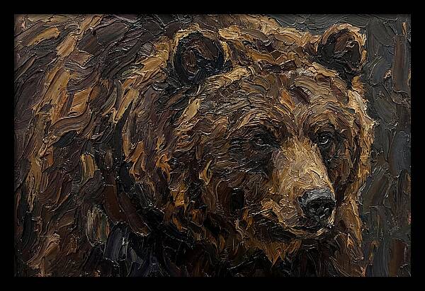 Sloth Bear Portrait In Palette Knife Style