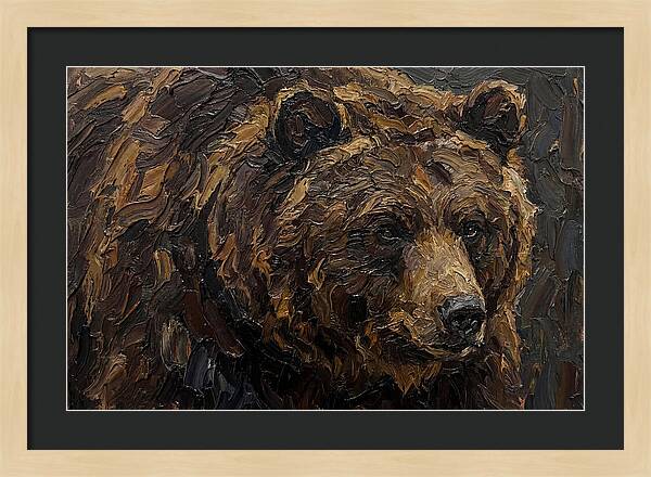 Sloth Bear Portrait In Palette Knife Style