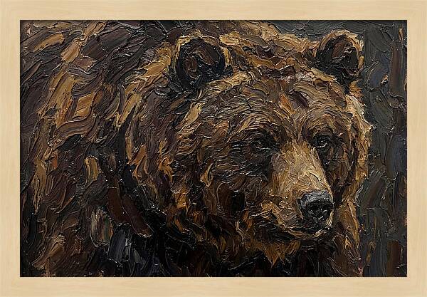 Sloth Bear Portrait In Palette Knife Style