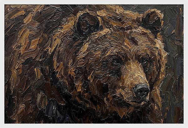 Sloth Bear Portrait In Palette Knife Style