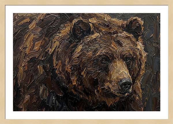 Sloth Bear Portrait In Palette Knife Style