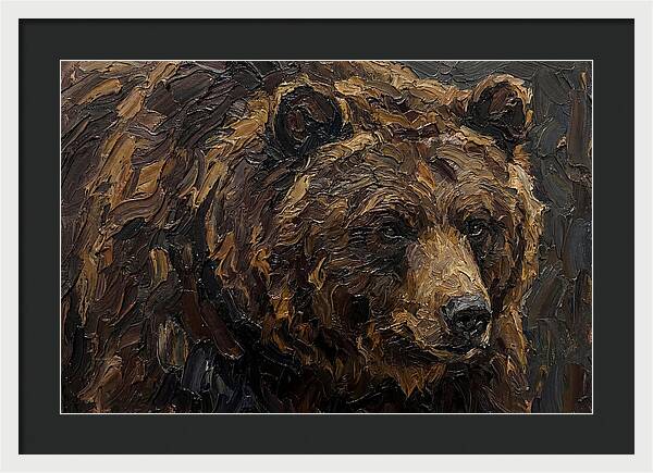Sloth Bear Portrait In Palette Knife Style