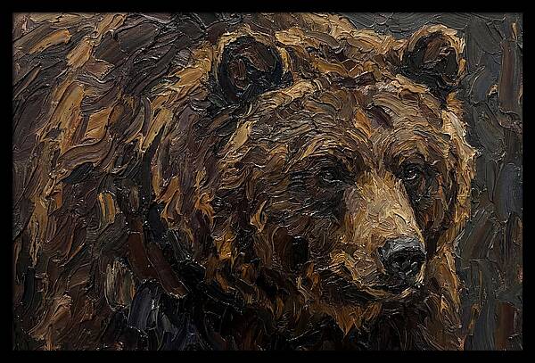 Sloth Bear Portrait In Palette Knife Style