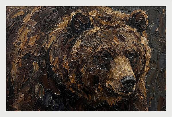 Sloth Bear Portrait In Palette Knife Style
