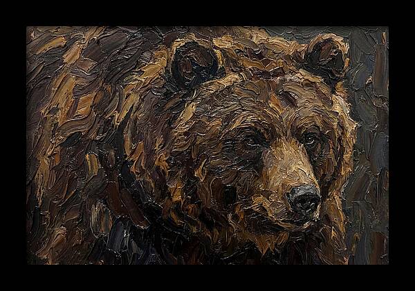 Sloth Bear Portrait In Palette Knife Style