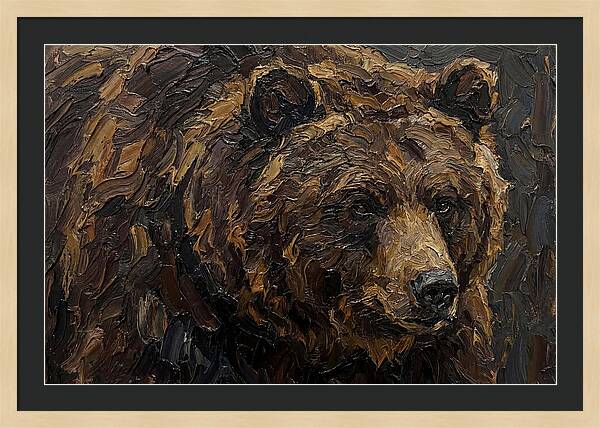 Sloth Bear Portrait In Palette Knife Style