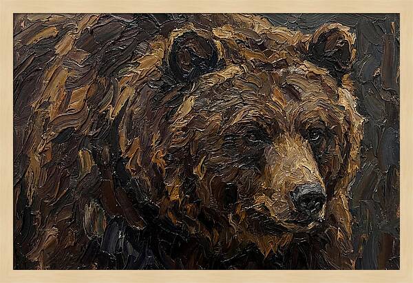Sloth Bear Portrait In Palette Knife Style