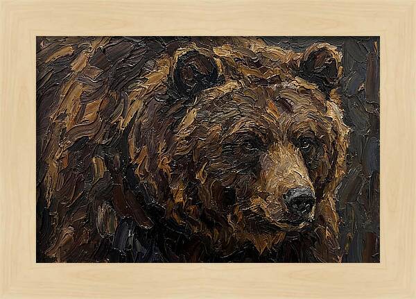 Sloth Bear Portrait In Palette Knife Style