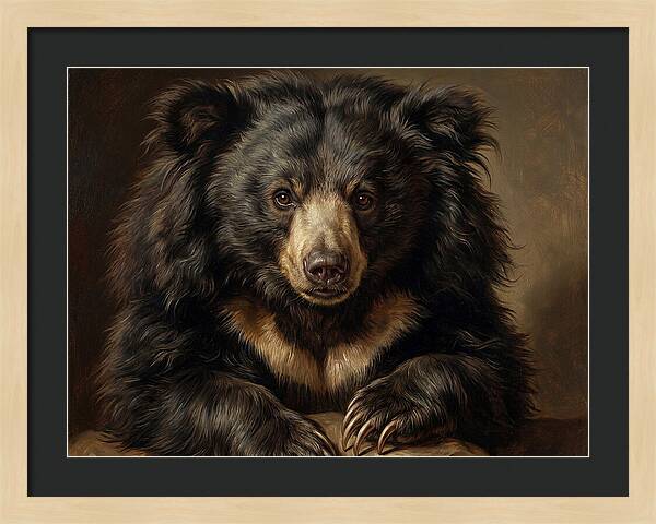 Sloth Bear Portrait In Realism