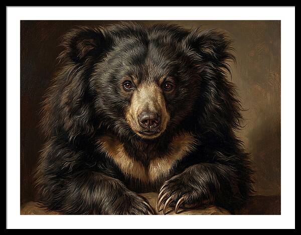 Sloth Bear Portrait In Realism