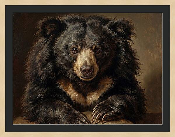 Sloth Bear Portrait In Realism