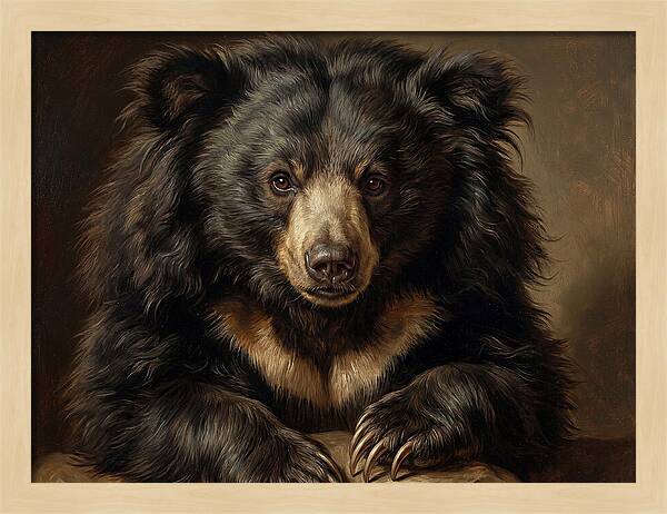 Sloth Bear Portrait In Realism