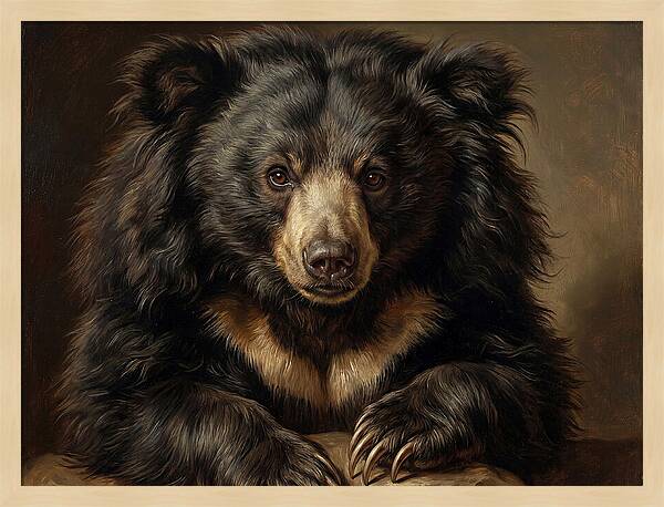 Sloth Bear Portrait In Realism
