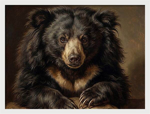 Sloth Bear Portrait In Realism