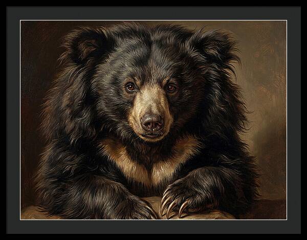 Sloth Bear Portrait In Realism