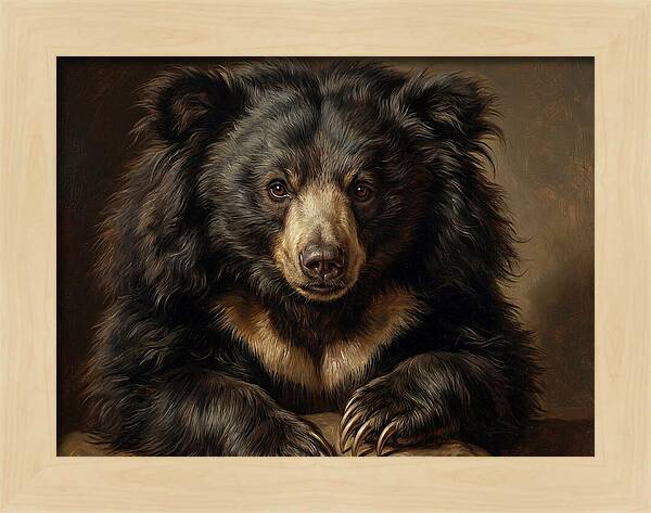 Sloth Bear Portrait In Realism