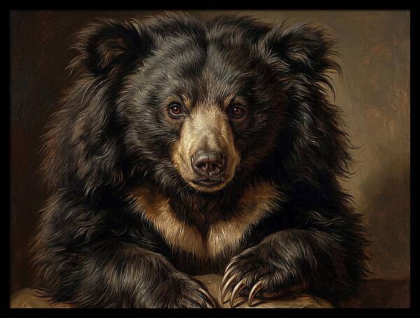 Sloth Bear Portrait In Realism
