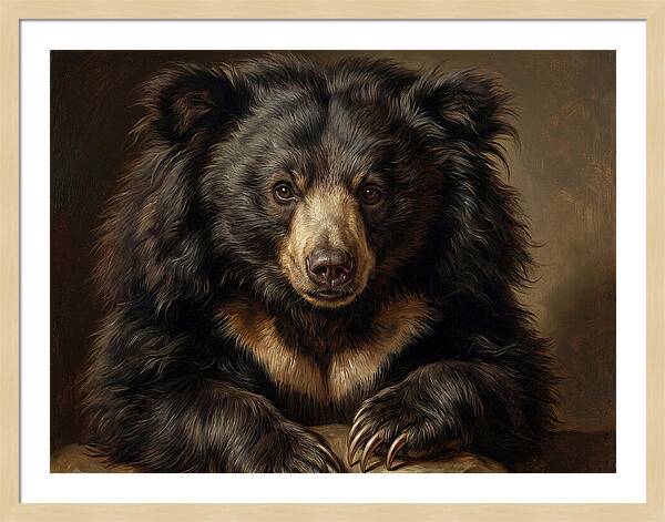 Sloth Bear Portrait In Realism