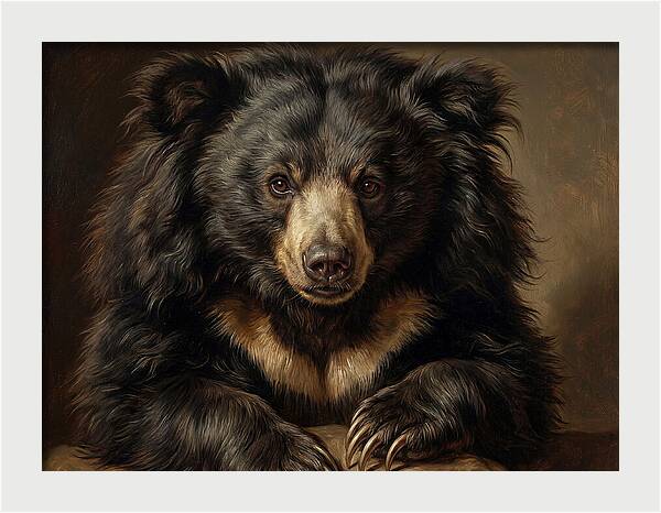 Sloth Bear Portrait In Realism
