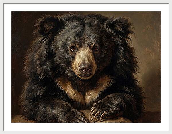 Sloth Bear Portrait In Realism
