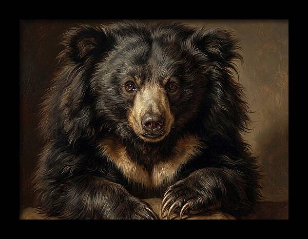 Sloth Bear Portrait In Realism