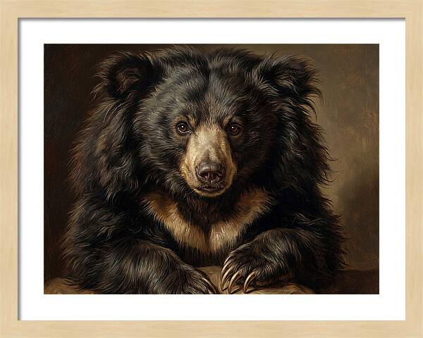Sloth Bear Portrait In Realism