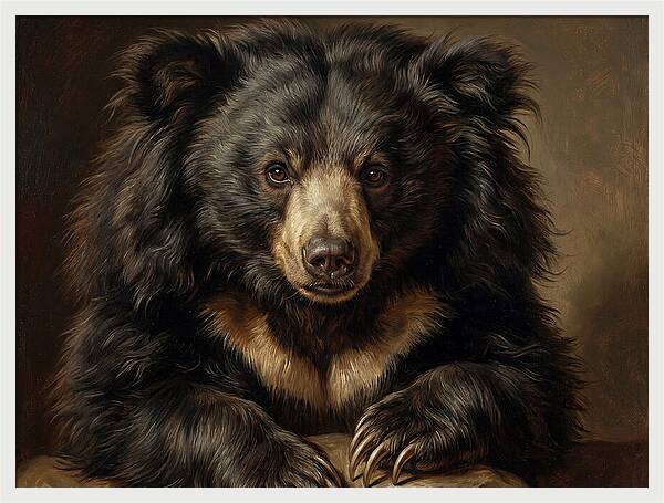 Sloth Bear Portrait In Realism