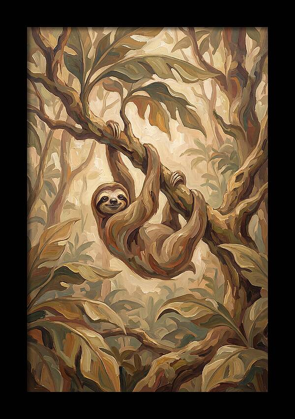 Sloth Hanging From Tropical Tree Branch