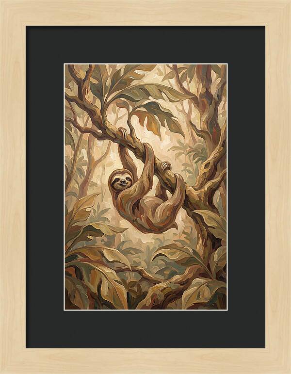 Sloth Hanging From Tropical Tree Branch