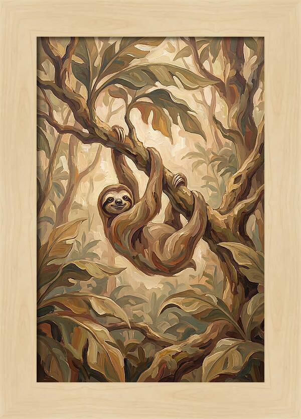 Sloth Hanging From Tropical Tree Branch