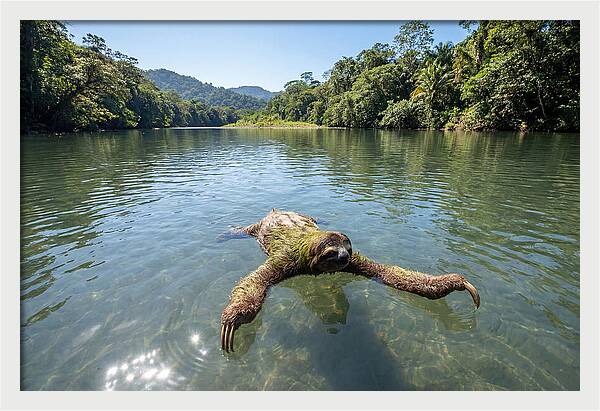 Sloth Swimming In Tranquil Waters