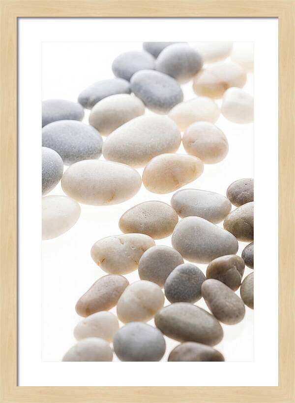 Smooth Sea Stones In Bands Of Grey